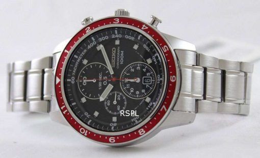 Seiko Chronograph Red Bezel SNDF37P1 SNDF37P Mens Watch