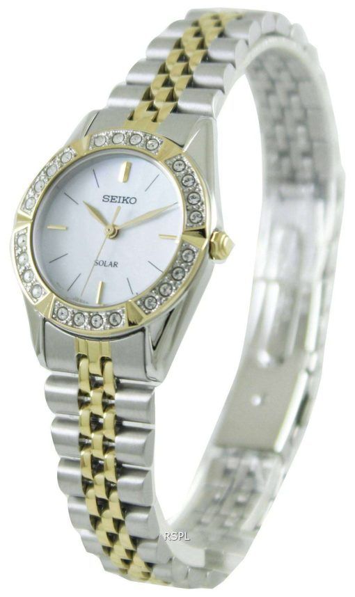 Seiko Solar Two Tone Swarovski Crystals SUP094P1 SUP094P Womens Watch