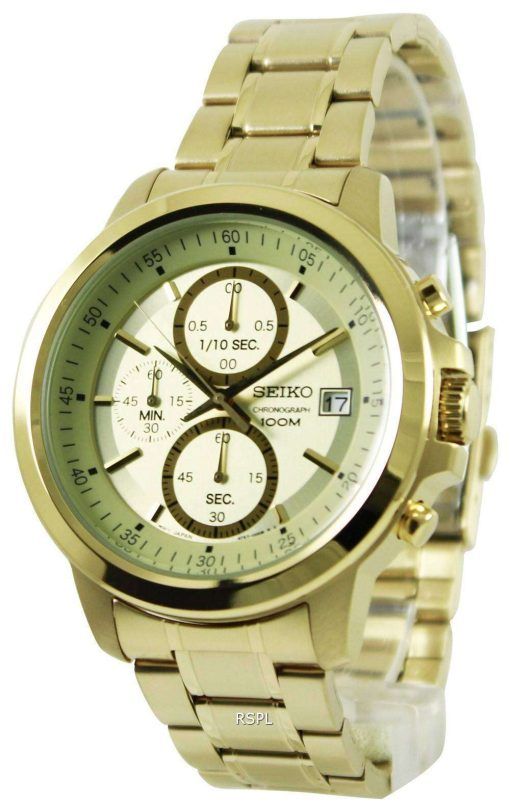 Seiko Chronograph Quartz Gold Tone Dial SKS450P1 SKS450P SKS450 Mens Watch