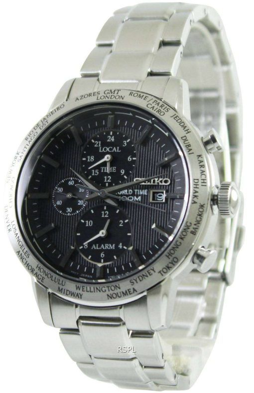 Seiko Alarm Chronograph World Time SPL049P1 SPL049P SPL049 Mens Watch