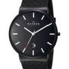 Skagen Ancher Black Dial Black PVD Mesh Bracelet SKW6053 Mens Watch