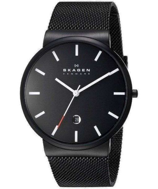 Skagen Ancher Black Dial Black PVD Mesh Bracelet SKW6053 Mens Watch