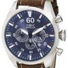 Invicta Aviator Chronograph Blue Dial Dark Brown Leather 19668 Men's Watch