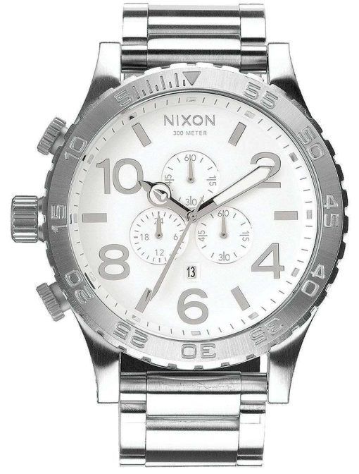 Nixon High Polish White Dial Chronograph 300M A083-488-00 Mens Watch