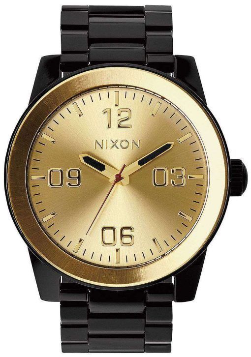 Nixon Corporal SS Quartz Black IP Gold Dial A346-010-00 Mens Watch