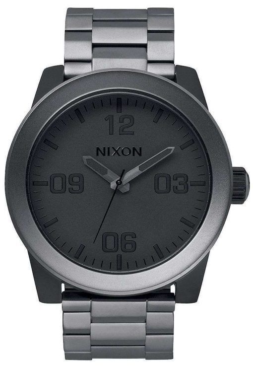 Nixon Corporal SS Matte Black Quartz Gunmetal Dial A346-1062-00 Mens Watch