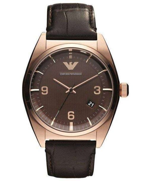 Emporio Armani Classic Brown Dial Leather Band AR0367 Mens Watch