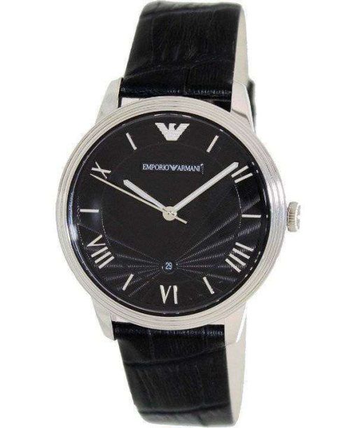 Emporio Armani Classic Black Dial Black Leather AR1611 Mens Watch