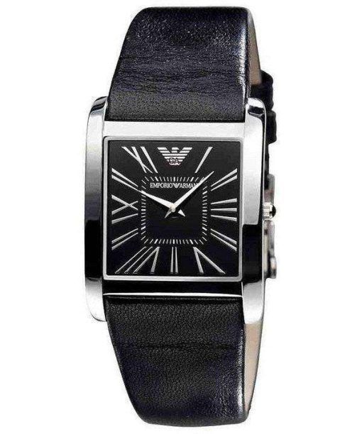 Emporio Armani Super Slim Black Dial Black Leather AR2007 Unisex Watch