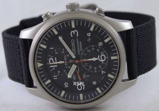 Seiko Chronograph Khaki Nylon Strap SNDA57P1 SNDA57P Mens Watch