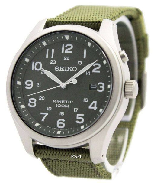 Seiko Kinetic Military Green Dial 100M SKA725P1 SKA725P Men's Watch