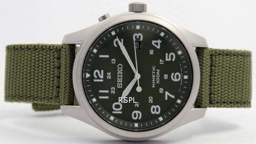 Seiko Kinetic Military Green Dial 100M SKA725P1 SKA725P Men's Watch