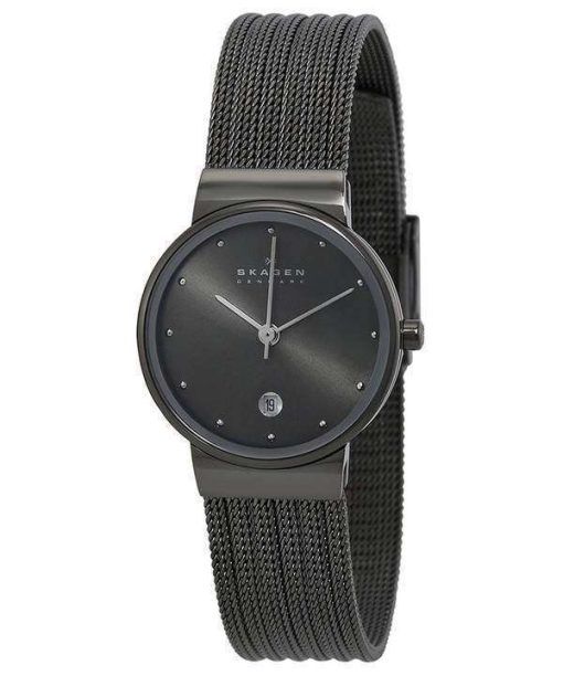 Skagen Quartz Gunmetal Swarovski Crystals 355SMM1 Womens Watch