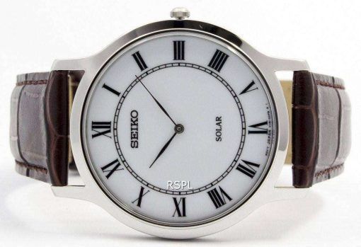 Seiko Solar White Dial Leather Strap SUP869P1 SUP869P Mens Watch