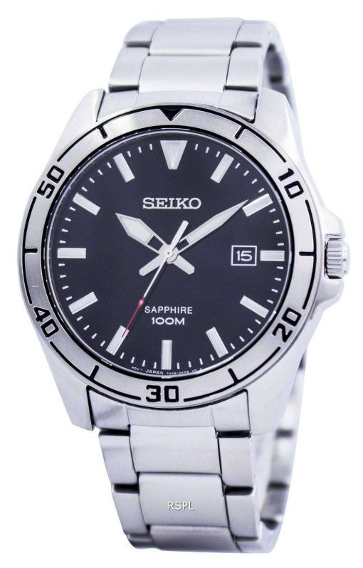 Seiko Quartz Sapphire Glass Black Dial SGEH63 SGEH63P1 SGEH63P Mens Watch