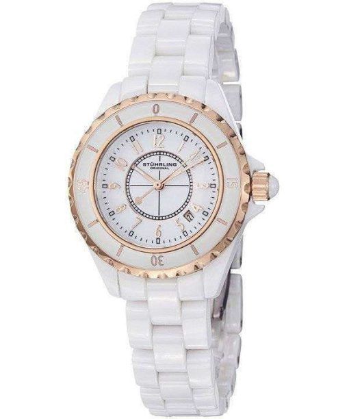 Stuhrling Original White Ceramic Quartz 530.114EW3 Womens Watch