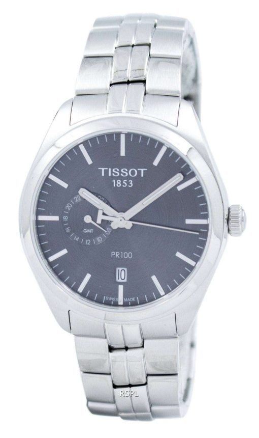 Tissot T-클래식 홍보 100 듀얼 타임 석 영 T101.452.11.061.00 T1014521106100 남자의 시계