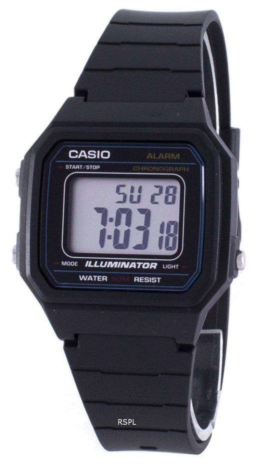 Casio 클래식 조명 기 크로 노 그래프 알람 W-217 H-1AV W217H-1AV 남자 시계