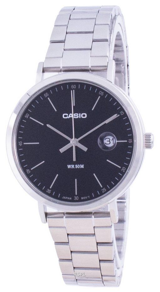 Casio Analog Schwarz Zifferblatt Edelstahl MTP-E175D-1E MTPE175D-1 Herrenuhr