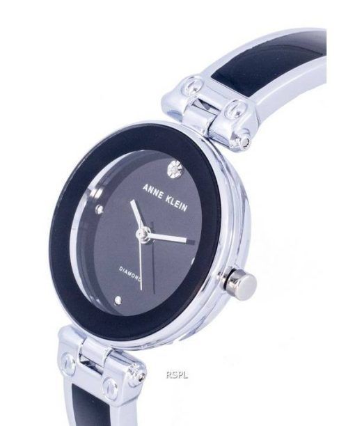 Anne Klein Diamond Accents 검은색 다이얼 쿼츠 1981BKSV 여성용 시계