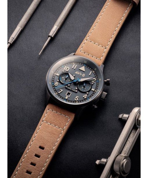 AVI-8 Hawker Hurricane Carey Dual Time Orissa Grey 다이얼 쿼츠 AV-4088-04 남성용 시계