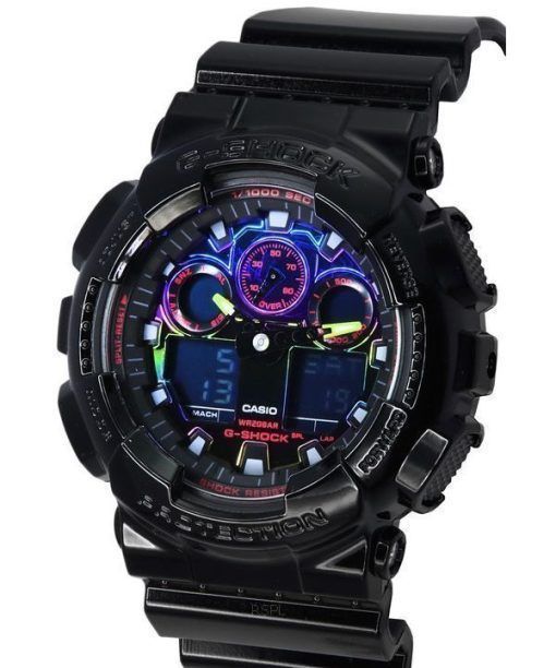 카시오 G-Shock Virtual Rainbow 아날로그 디지털 쿼츠 GA-100RGB-1A GA100RGB-1 200M 남성용 시계