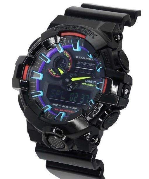 카시오 G-Shock Virtual Rainbow 아날로그 디지털 쿼츠 GA-700RGB-1A GA700RGB-1 200M 남성용 시계