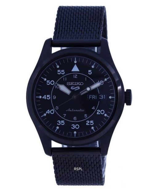 Seiko 5 Sports Flieger 스테인레스 스틸 메쉬 검은색 다이얼 오토매틱 SRPH25K1 100M 남성용 시계