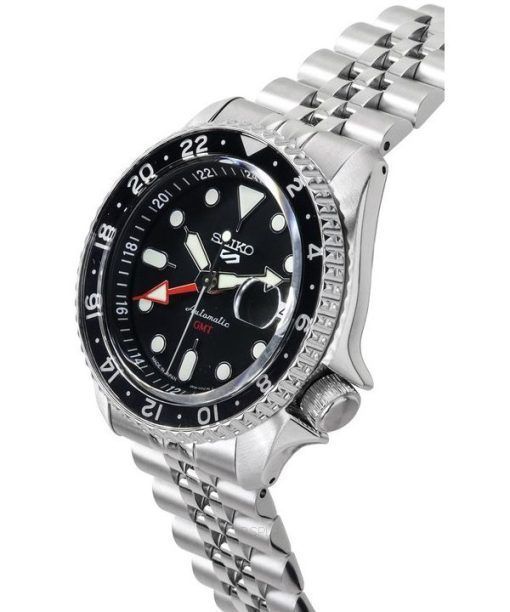 세이코 5 스포츠 SKX 스포츠 스타일 GMT 스테인레스 스틸 블랙 다이얼 오토매틱 SSK001J1 100M 남성용 시계