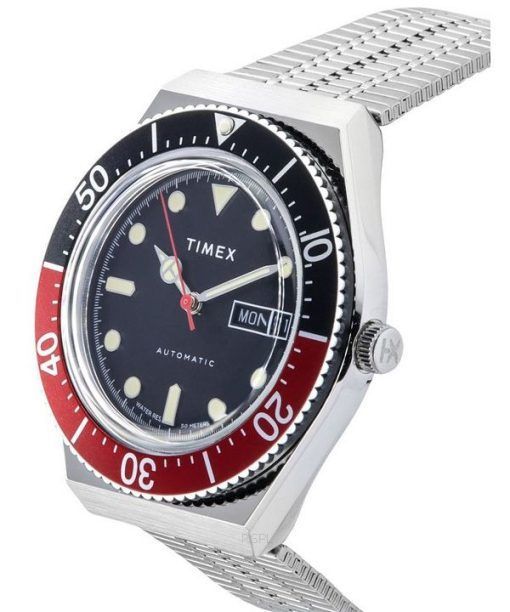 Timex Q-Series M79 스테인레스 스틸 블랙 다이얼 오토매틱 TW2U83400 남성용 시계