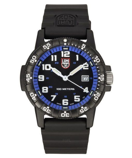 Luminox Leatherback SEA Turtle 자이언트 폴리우레탄 스트랩 검정 및 블루 다이얼 스위스 쿼츠 XS.0324 100M 남성용 시계