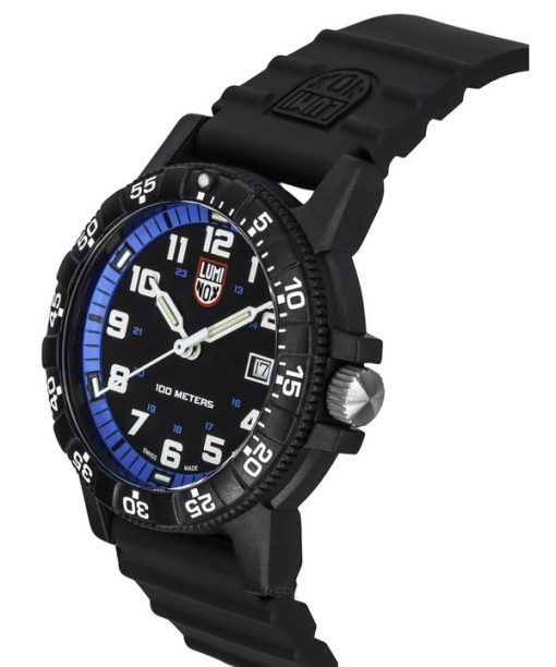 Luminox Leatherback SEA Turtle 자이언트 폴리우레탄 스트랩 검정 및 블루 다이얼 스위스 쿼츠 XS.0324 100M 남성용 시계