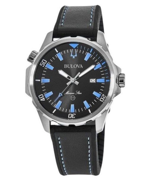 Bulova Marine Star 실리콘 스트랩 블랙 다이얼 쿼츠 96B337 100M 남성용 시계