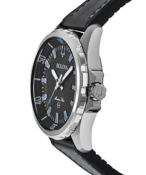 Bulova Marine Star 실리콘 스트랩 블랙 다이얼 쿼츠 96B337 100M 남성용 시계