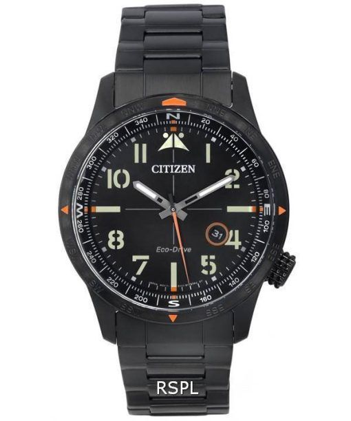 Citizen 시티즌시계 에코드라이브 스테인리스 스틸 블랙 다이얼 BM7555-83E 100M 남성용 시계