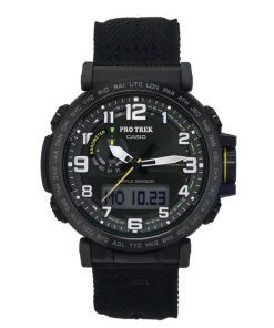 Casio ProTrek 아날로그 디지털 바이오 기반 수지 및 천 스트랩 그린 다이얼 Solar PRG-601YB-3 100M 남성용 시계