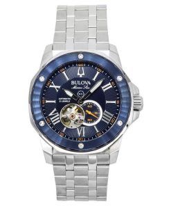 Bulova Marine Star 스테인레스 스틸 오픈 하트 블루 다이얼 오토매틱 21 Jewels 98A302 200M 남성용 시계