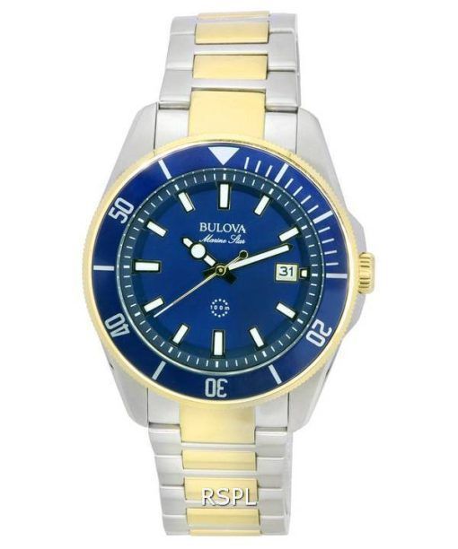 Bulova Marine Star Two Tone Bracelet Blue 다이얼 쿼츠 98B334 100M 남성용 시계