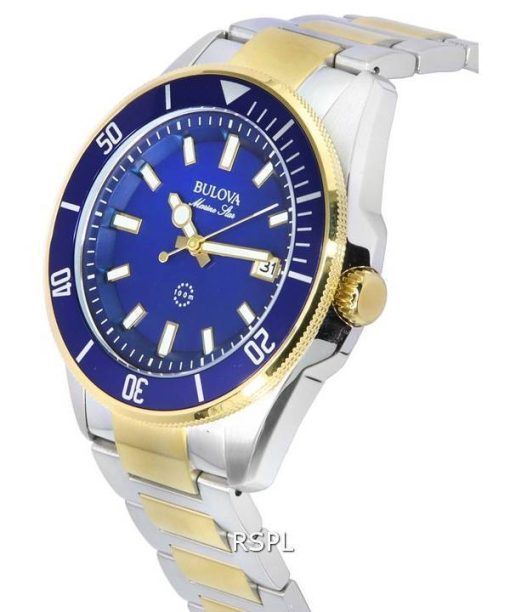 Bulova Marine Star Two Tone Bracelet Blue 다이얼 쿼츠 98B334 100M 남성용 시계