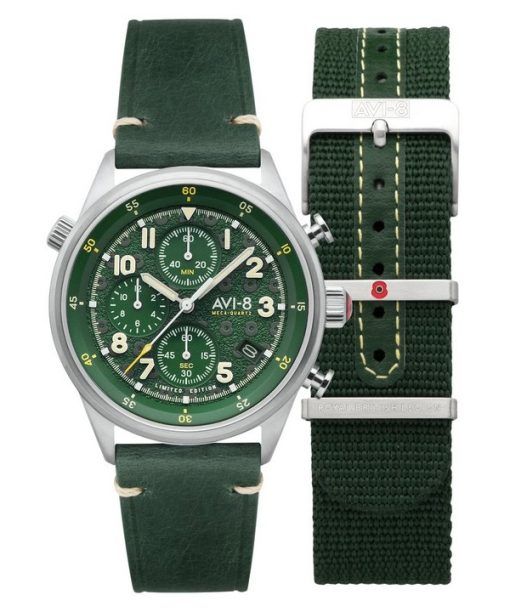 AVI-8 플라이보이 Royal British Legion Tri-Service 크로노그래프 Limited Edition Marlborough Lines Green 다이얼 쿼츠 AV-4102-RBL-03 남성