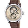 Festina 레트로 가죽 스트랩 다기능 베이지 다이얼 쿼츠 F16573-9 남성용 시계