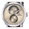 Festina 레트로 가죽 스트랩 다기능 베이지 다이얼 쿼츠 F16573-9 남성용 시계