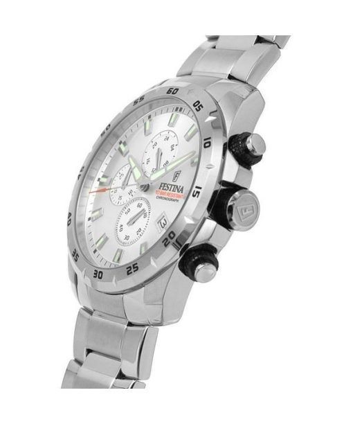 Festina Chrono Sport 스테인레스 스틸 실버 다이얼 쿼츠 F20463-1 100M 남성용 시계