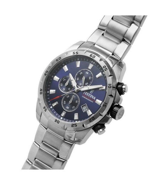 Festina 스포츠 크로노그래프 스테인레스 스틸 블루 다이얼 쿼츠 F20463-2 100M 남성용 시계