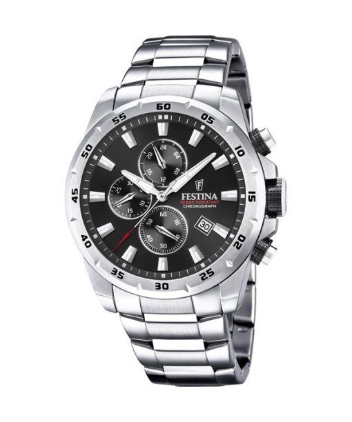 Festina 스포츠 크로노그래프 스테인레스 스틸 블랙 다이얼 쿼츠 F20463-4 100M 남성용 시계