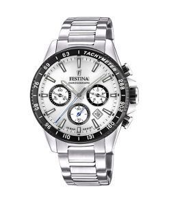 Festina Timeless 크로노그래프 스테인레스 스틸 실버 다이얼 쿼츠 F20560-1 100M 남성용 시계