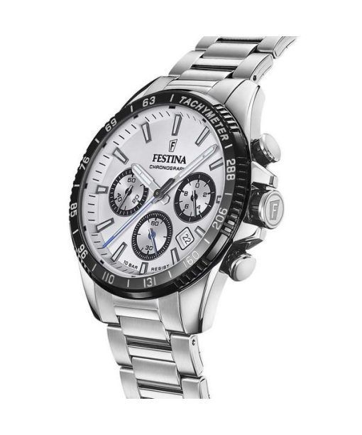 Festina Timeless 크로노그래프 스테인레스 스틸 실버 다이얼 쿼츠 F20560-1 100M 남성용 시계