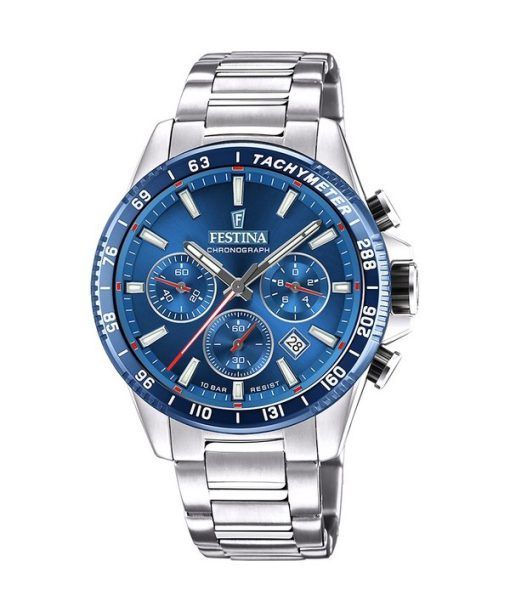 Festina Timeless 크로노그래프 스테인레스 스틸 블루 다이얼 쿼츠 F20560-3 100M 남성용 시계