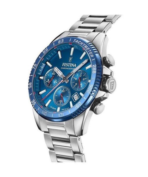 Festina Timeless 크로노그래프 스테인레스 스틸 블루 다이얼 쿼츠 F20560-3 100M 남성용 시계