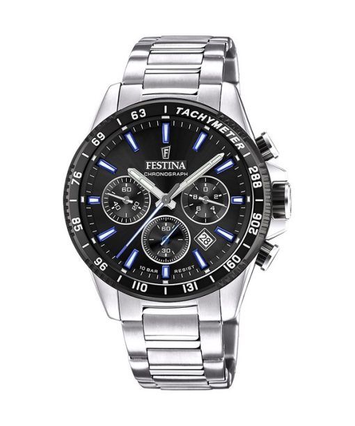 Festina Timeless 크로노그래프 스테인레스 스틸 블랙 다이얼 쿼츠 F20560-5 100M 남성용 시계